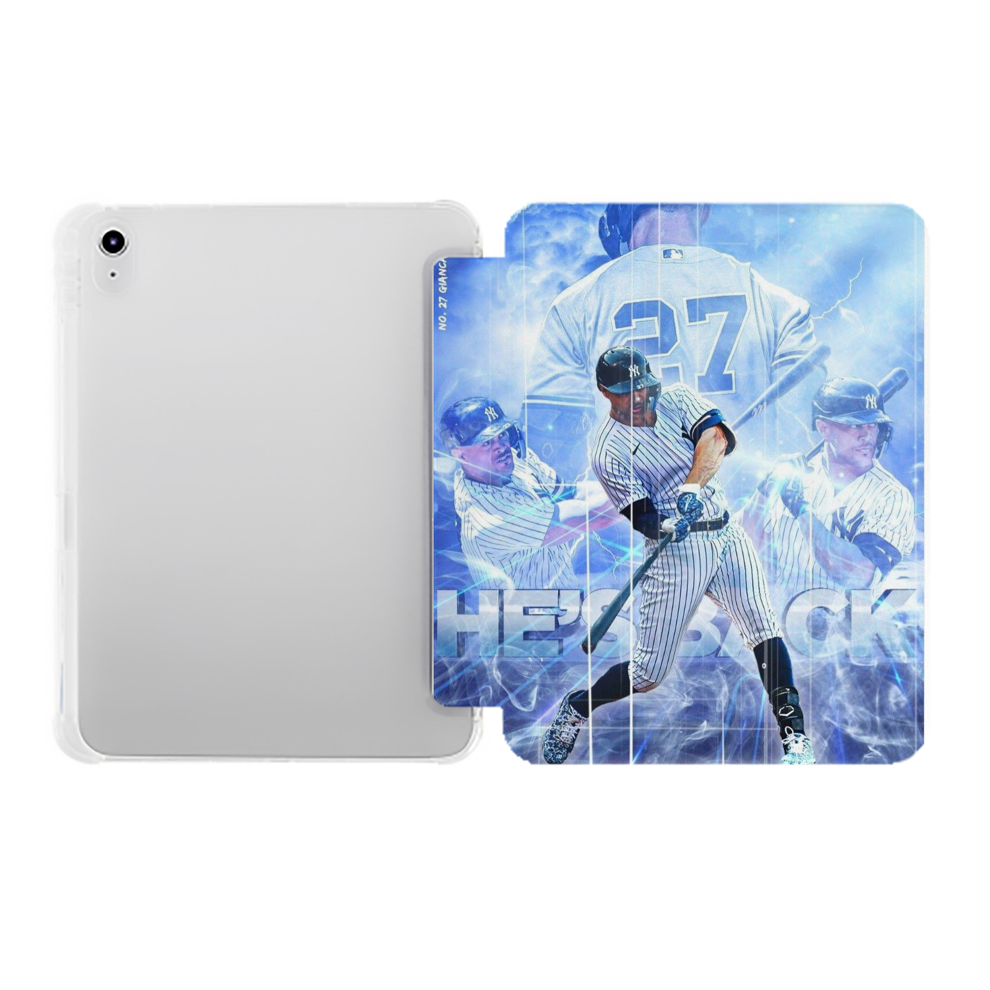 Giancarlo Stanton 26 Premium Tri-Fold PU Leather & Silicone IPad Case With Pencil Slot – Fits 9.5,10.5,10.9 – Adjustable Stand, Slim, Protective